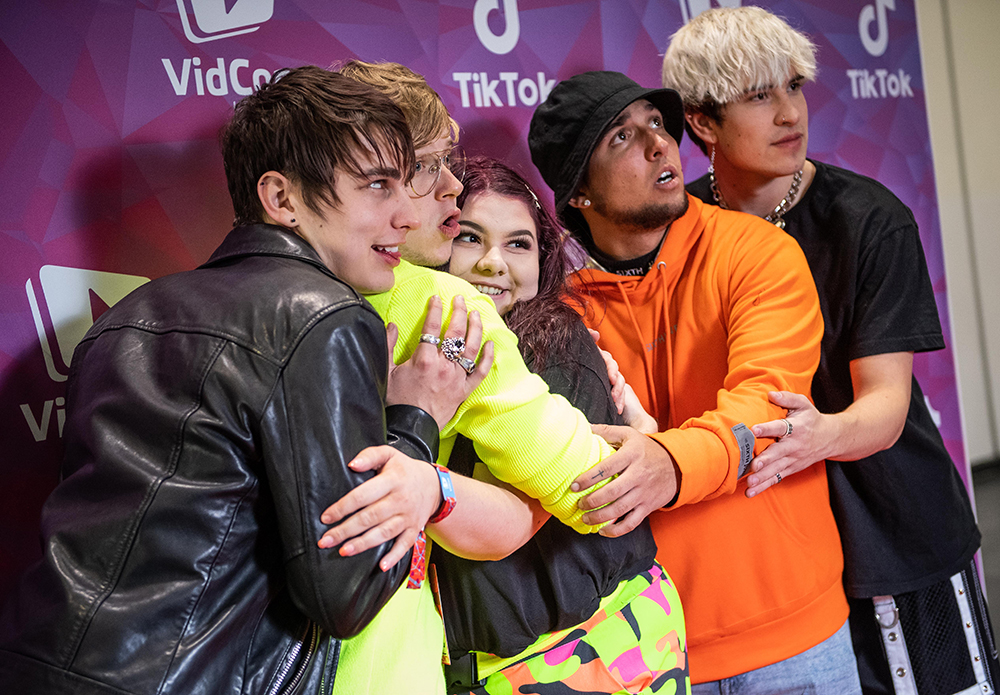Editorial Use OnlyMandatory Credit: Photo by PinPep/Shutterstock (10565102k)Sam and Colby in the Tok Tik Meet and Greet AreaVidcon, ExCeL centre, London, UK - 23 Feb 2020VidCon is the world's largest event for fans, creators, executives and brands who are passionate about online video and building diverse communities.