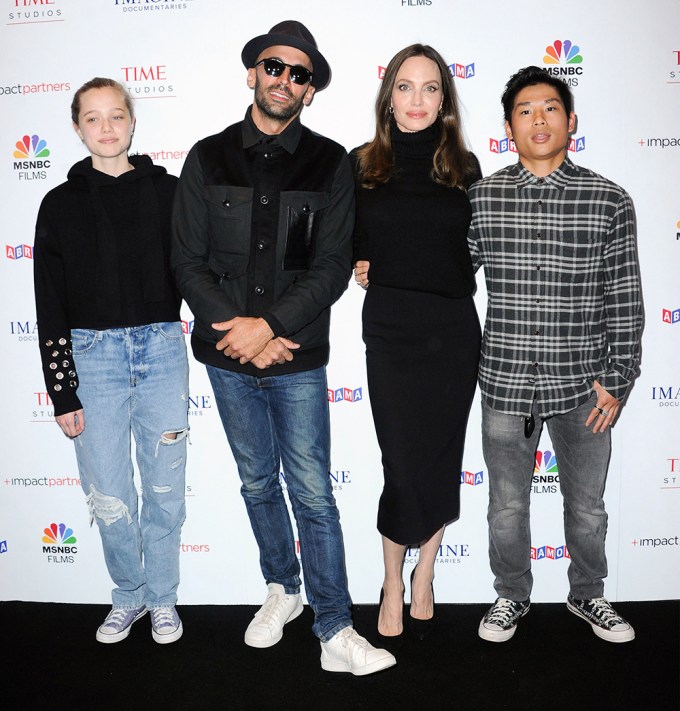 Angelina Jolie With Pax & Shiloh At The ‘Paper & Glue’ Premiere