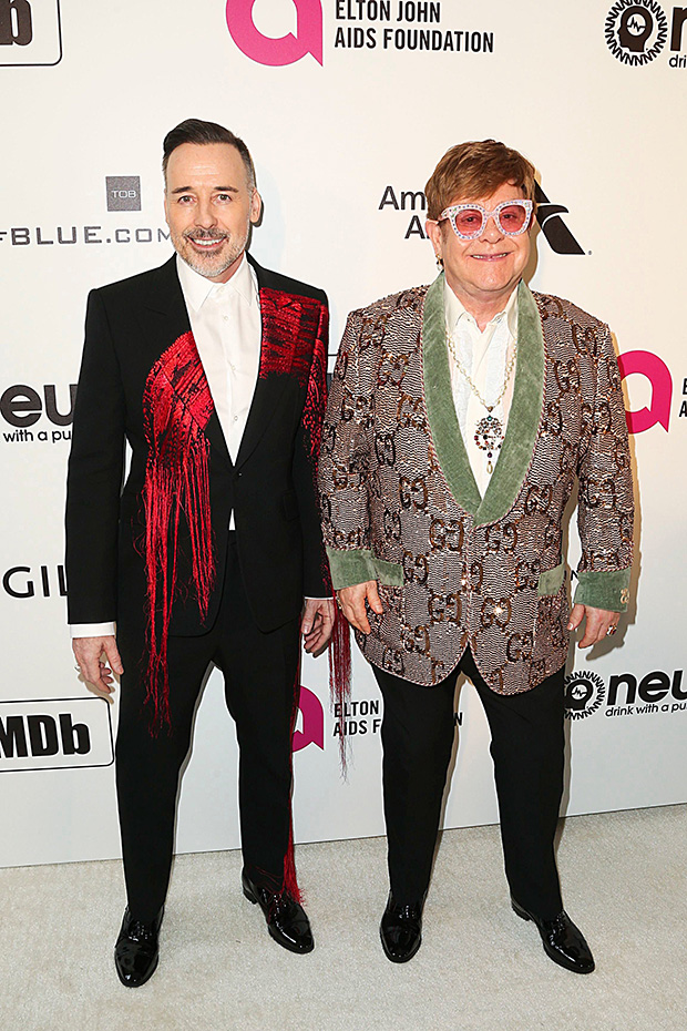 Sir Elton John & husband David Furnish Oscars Viewing Party 2019