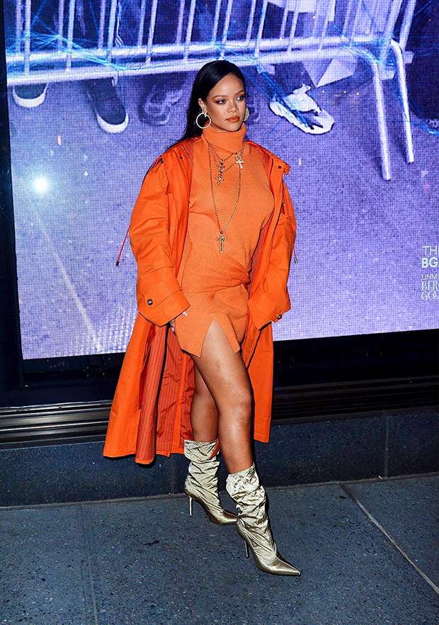 rihanna orange dress