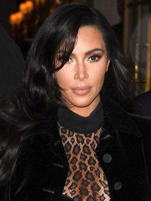 Kim Kardashian sheer animal print bodysuit