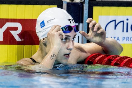 Sarah Bro
LEN European Short Course Swimming Championships, Copenhagen, Denmark - 13 Dec 2017
Sarah Bro from Denmark reacts after the 100m Backstroke heats at the LEN European Short Course Swimming Championships in Royal Arena in Copenhagen, Denmark, 13 December 2017.