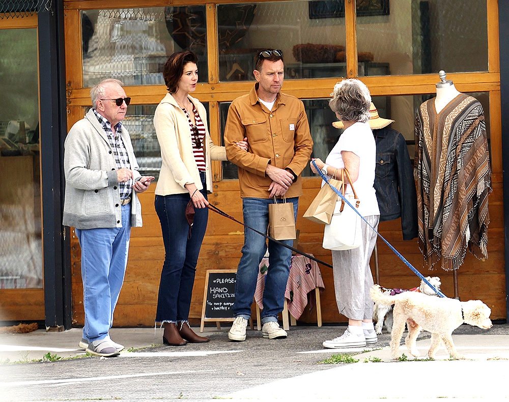 *EXCLUSIVE* Los Angeles, CA  - The happy couple was joined by the Star Wars actor's parents who are suspected to be in town for their son's big day. 
Mary flashed her huge vintage engagement ring as they took Ewan’s parents for a tour around their neighborhood of Topanga Canyon, visiting the Canyon Gourmet Market, Kinship Station, The Well Refill home store, and then lunch at The Topanga Living Cafe with their two dogs. Shot on 04/20/22.

Pictured: Ewan McGregor, Mary Elizabeth Winstead

BACKGRID USA 21 APRIL 2022 

USA: +1 310 798 9111 / usasales@backgrid.com

UK: +44 208 344 2007 / uksales@backgrid.com

*UK Clients - Pictures Containing Children
Please Pixelate Face Prior To Publication*