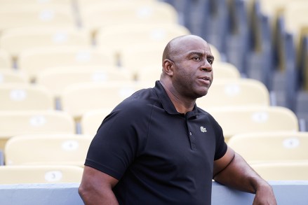 Earvin Magic Johnson Los Angeles Dodgerst owner Earvin "Magic" Johnson looks on before a baseball game between the Los Angeles Dodgers and the Arizona Diamondbacks, in Los Angeles
Diamondbacks Dodgers Baseball, Los Angeles, USA