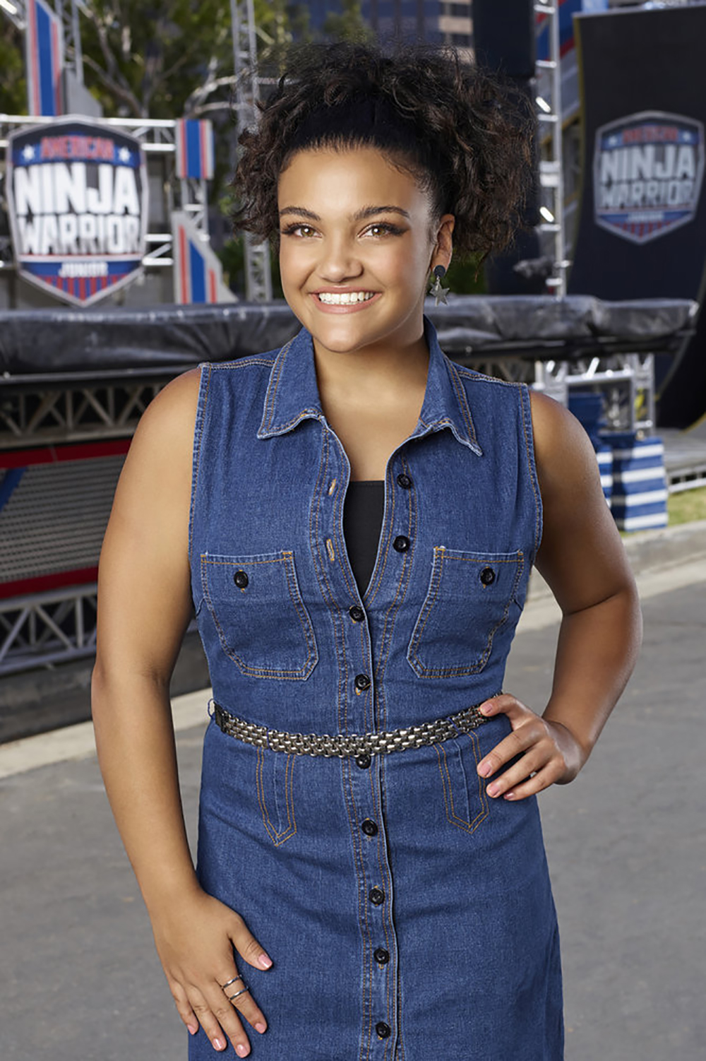 AMERICAN NINJA WARRIOR JUNIOR -- Season: 1 -- Pictured: Laurie Hernandez -- (Photo by: Chris Haston/Universal Kids)