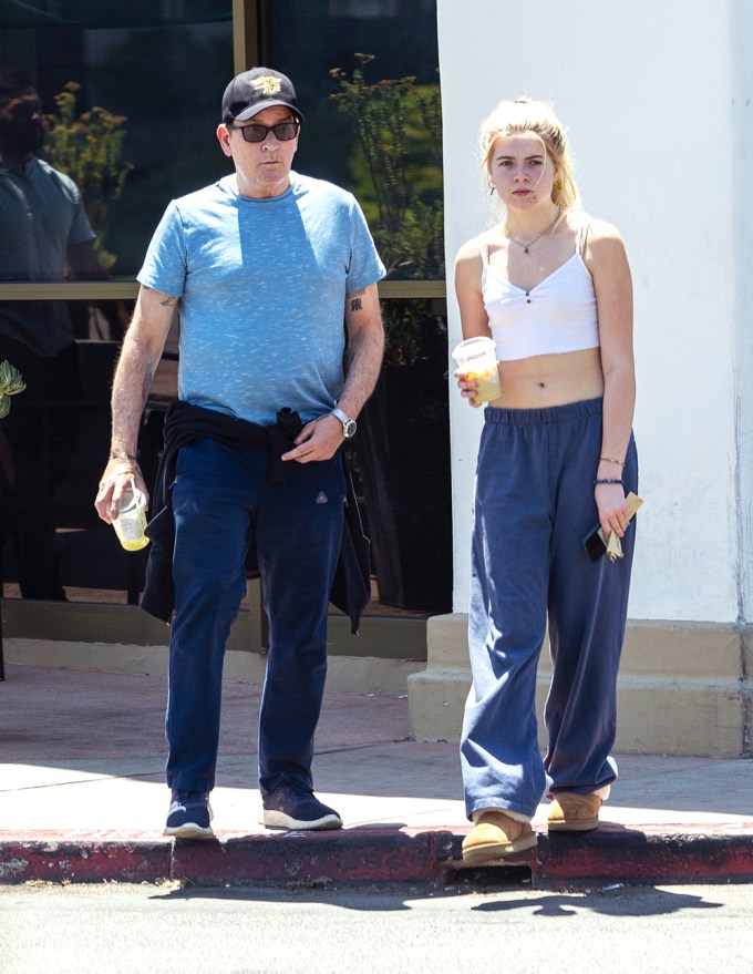 Charlie Sheen & his daughter Lola at lunch