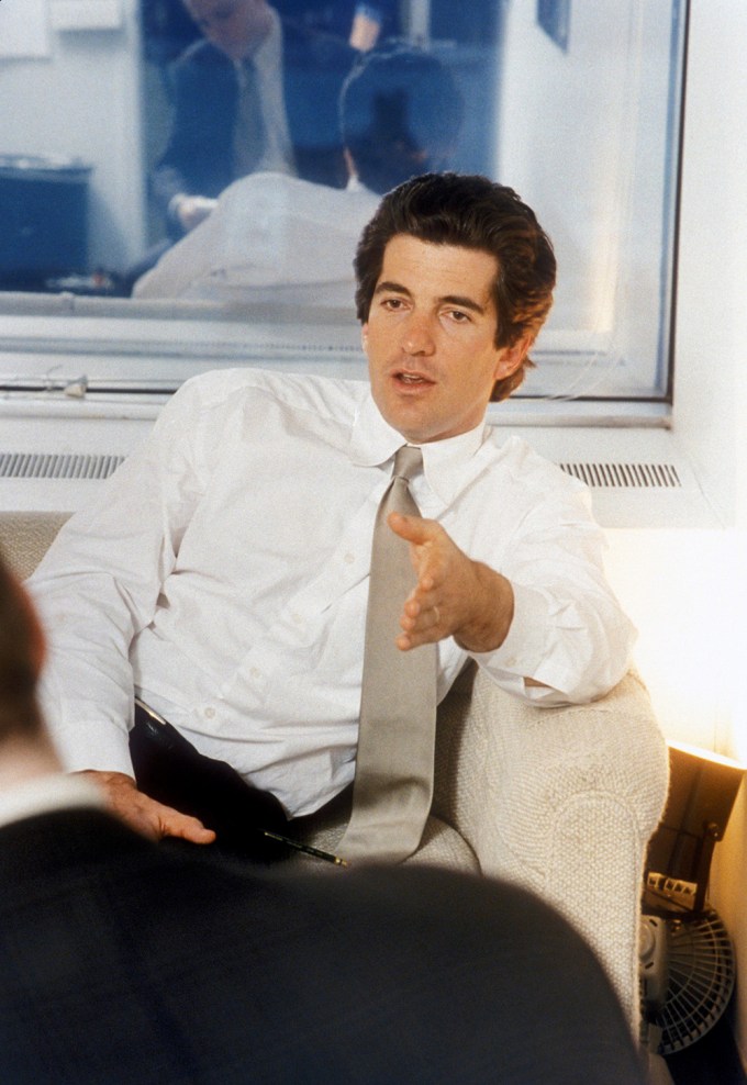 John F. Kennedy Jr. In A Meeting