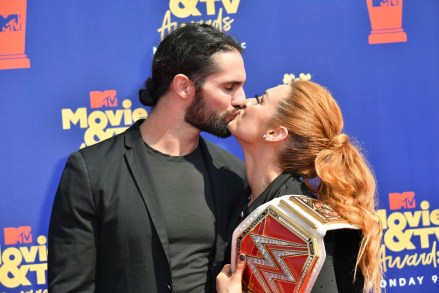 Seth Rollins and Becky Lynch
MTV Movie & TV Awards, Arrivals, Barker Hangar, Los Angeles, USA - 15 Jun 2019