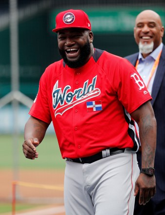 David Ortiz
SiriusXM All-Star Futures Game, Washington, USA - 15 Jul 2018
World Team Manager David Ortiz shares a laugh during batting practice before his  SiriusXM All-Star Futures Game at Nationals Park in Washington DC, USA, 15 July 2018