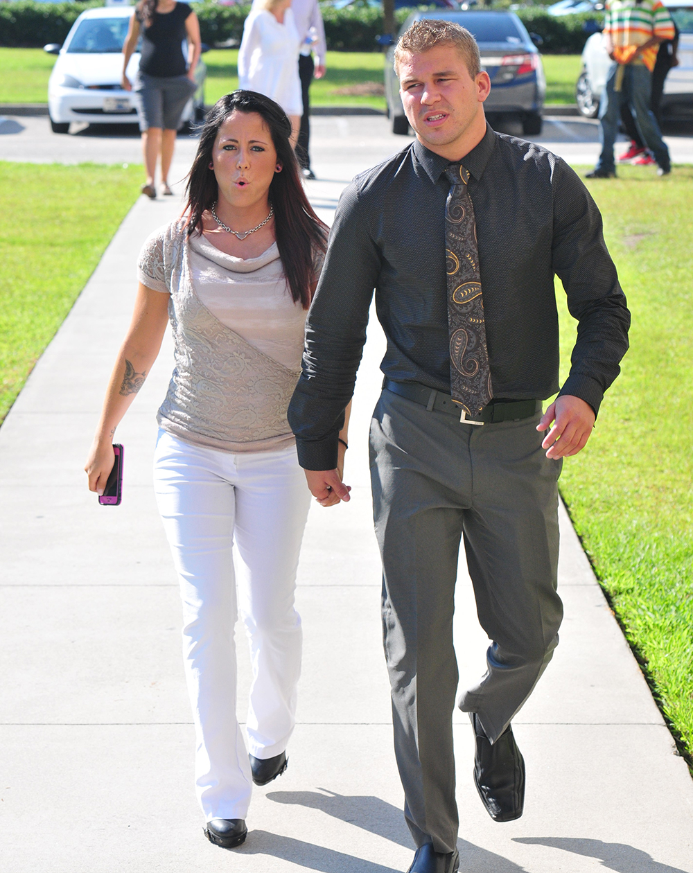 Jenelle Evans and boyfriend Nathan Griffith attend court in Wilmington,North Carolina 

Pictured: Jenelle Evans,Nathan Griffith,Jenelle Evans
Nathan Griffith
Ref: SPL590469 120813 NON-EXCLUSIVE
Picture by: SplashNews.com

Splash News and Pictures
Los Angeles: 310-821-2666
New York: 212-619-2666
London: 0207 644 7656
Milan: 02 4399 8577
photodesk@splashnews.com

World Rights