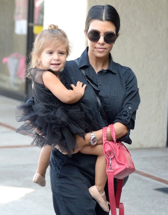 Penelope Disick, Kourtney Kardashian
Kim Kardashian and Kourtney Kardashian out and about, Los Angeles, America - 28 May 2015
Kim Kardashian takes North West in a white ballerina outfit to Tap Dance Classes at Miss Melodee Studios and shopping at Westfield Topanga