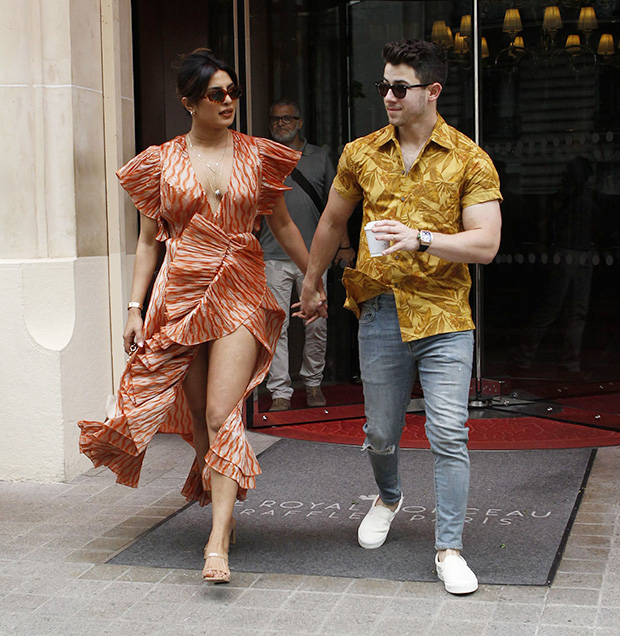 Priyanka Chopra Plunging Orange Dress