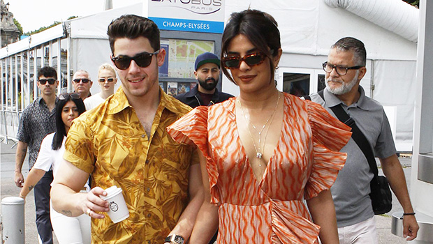 Priyanka Chopra Plunging Orange Dress