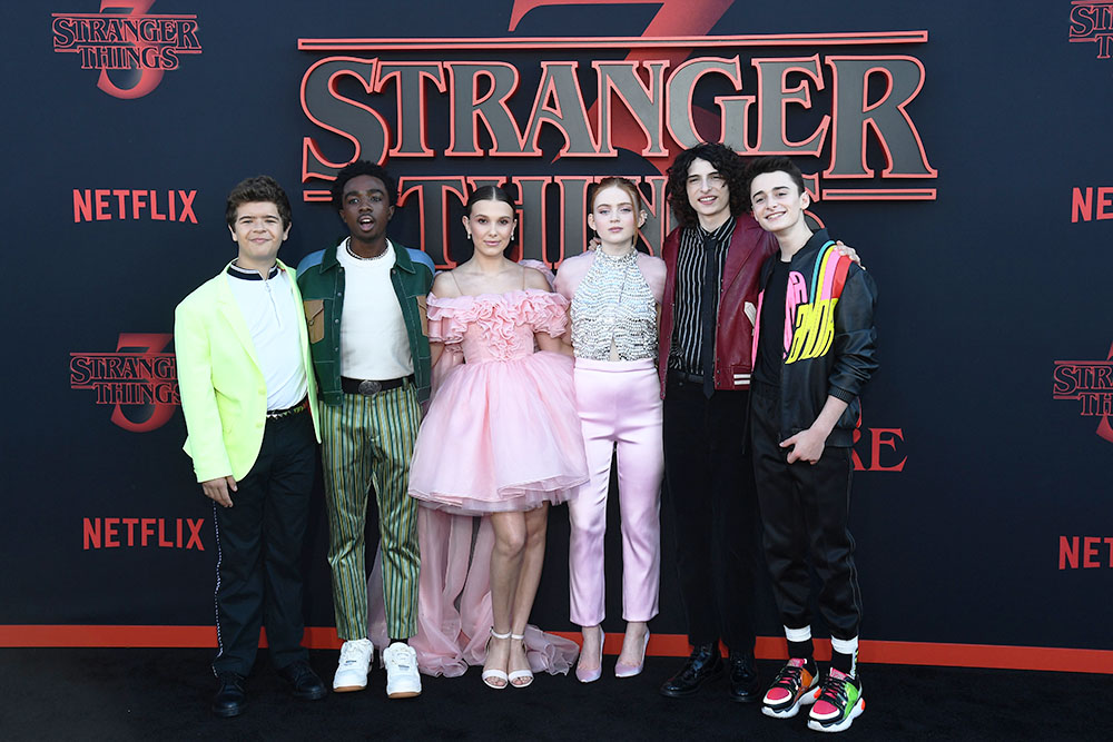 Gaten Matarazzo, Caleb McLaughlin, Millie Bobby Brown, Sadie Sink, Finn Wolfhard and Noah Schnapp
'Stranger Things' TV Show Season 3 Premiere, Arrivals, Santa Monica High School, Los Angeles, USA - 28 Jun 2019