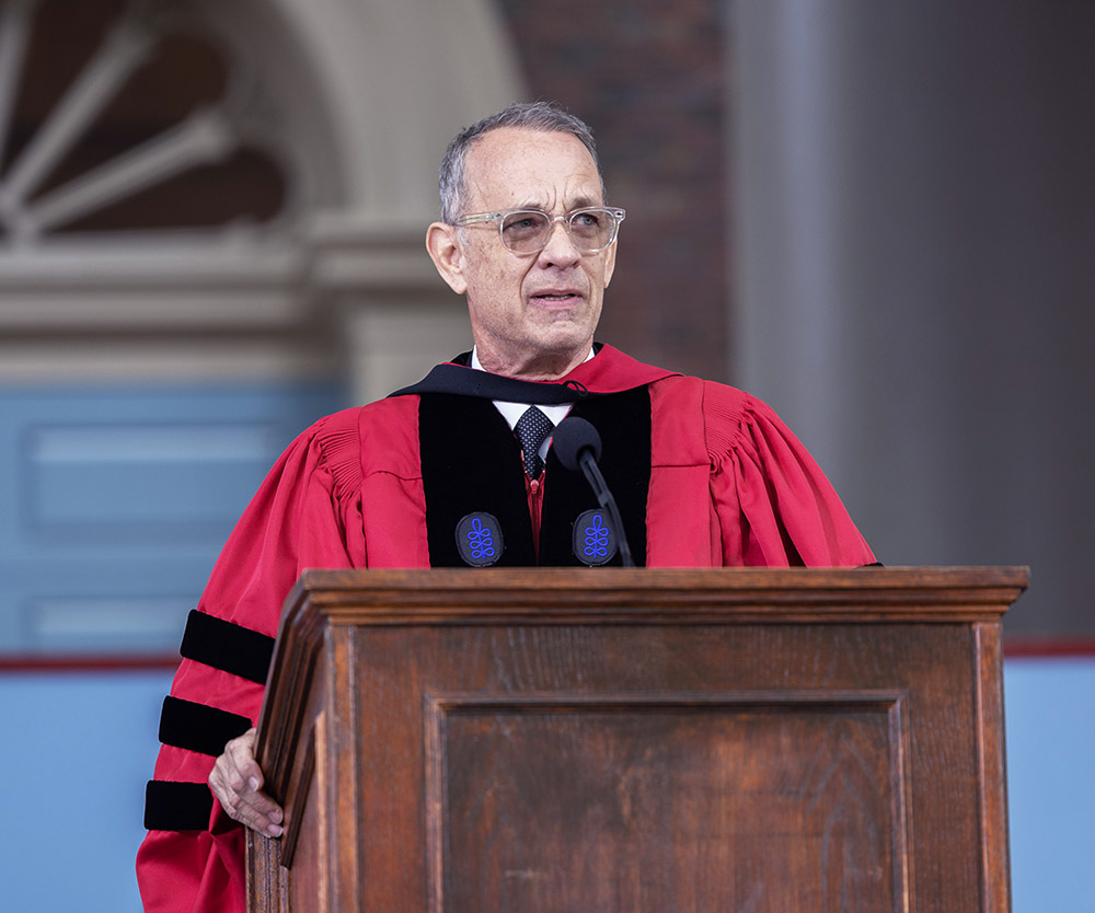 Actor Tom Hanks received an Honorary Degree from Harvard on 5/25/23.
He also gave the Commencement Address at the Tercentenary Theatre in Harvard Yard.
He hugged graduate student Vic Hogg and fellow Honorary Degree winner Katalin Kariko during the Ceremony

Pictured: Tom Hanks
Ref: SPL7568300 250523 NON-EXCLUSIVE
Picture by: Jay Connor / SplashNews.com

Splash News and Pictures
USA: 310-525-5808
UK: 020 8126 1009
eamteam@shutterstock.com

World Rights