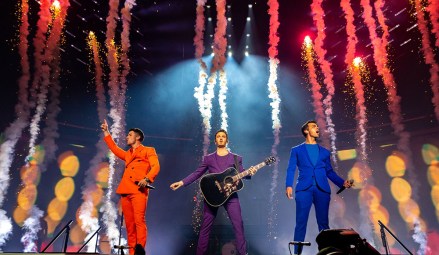 Nick, Kevin and Joe Jonas perform during the opening show of the Jonas Brothers' Happiness Begins Tour presented by American Airlines and Mastercard
American Airlines and Mastercard Presents the Opening Show of the Jonas Brothers 'Happiness Begins' Tour, Miami, USA - 07 Aug 2019