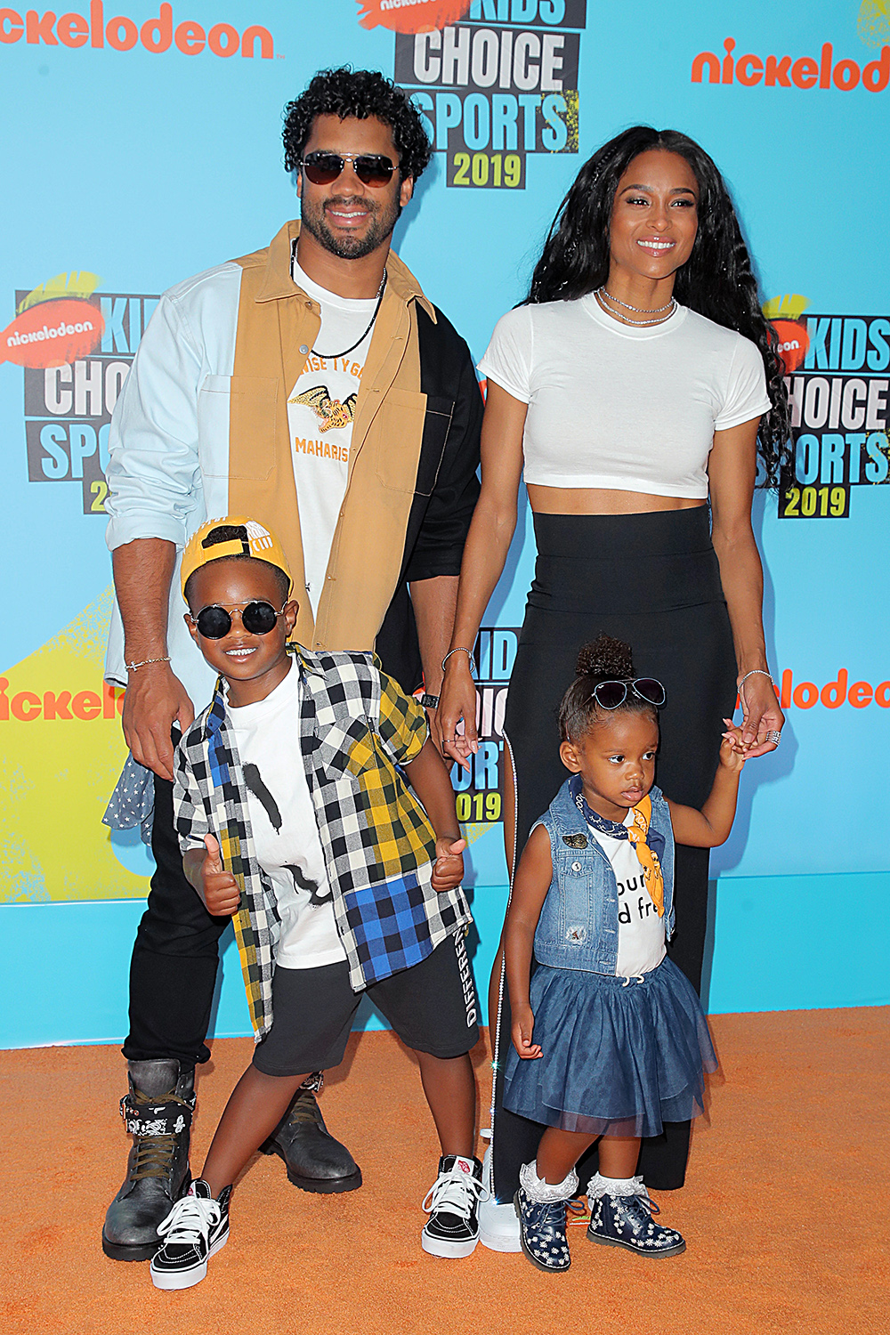 Russell Wilson, Ciara, Future Zahir Wilburn and Sienna Princess Wilson
Nickelodeon Kids' Choice Sports Awards, Arrivals, Barker Hanger, Los Angeles, USA - 11 Jul 2019