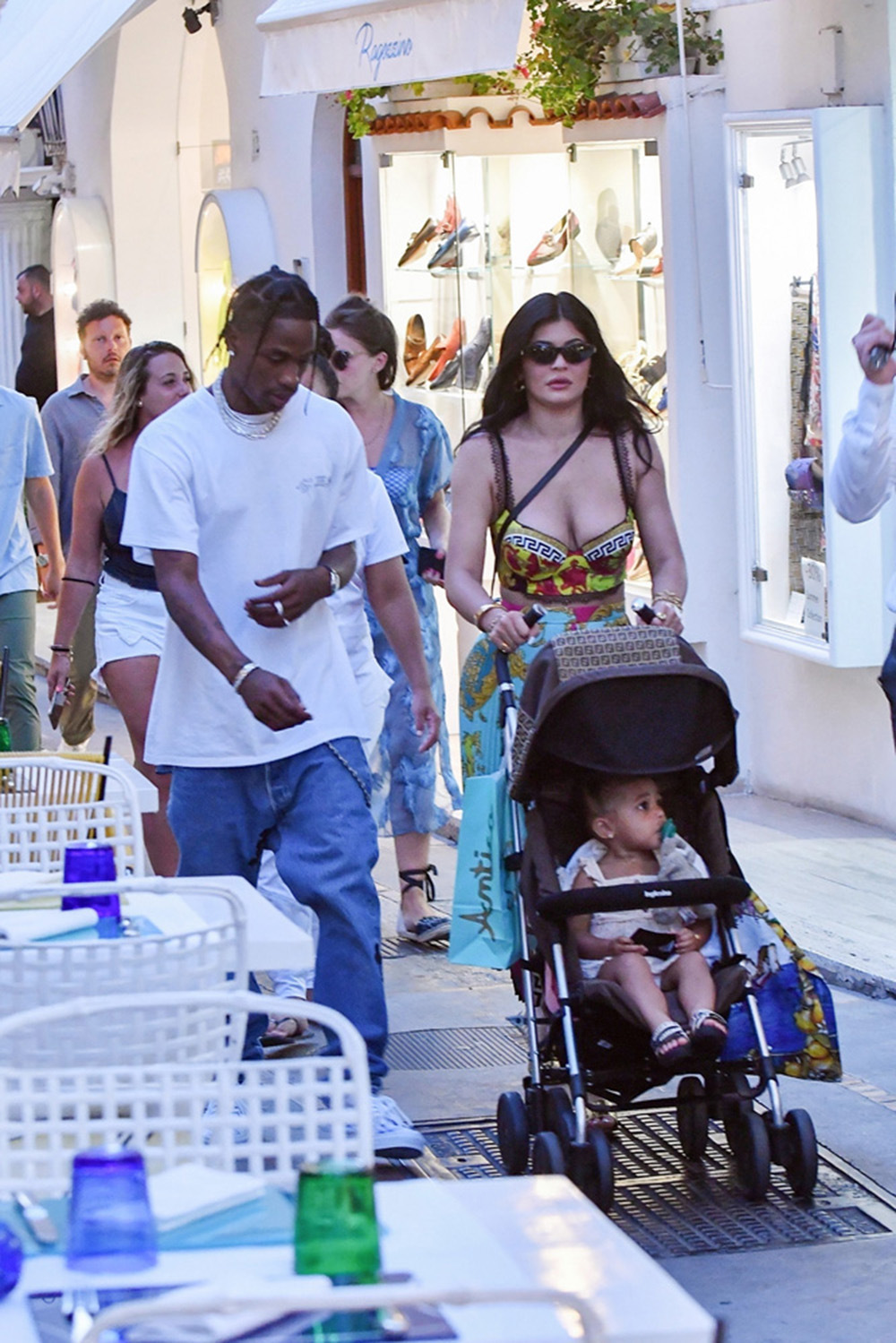 ** RIGHTS: ONLY UNITED STATES, BRAZIL, CANADA ** Capri, ITALY  - *EXCLUSIVE* Kylie Jenner and Travis Scott go shopping with their daughter Stormi and some overzealous bodyguards in Capri.

Pictured: Kylie Jenner, Travis Scott, Stormi Webster

BACKGRID USA 8 AUGUST 2019 

BYLINE MUST READ: Cobra Team / BACKGRID

USA: +1 310 798 9111 / usasales@backgrid.com

UK: +44 208 344 2007 / uksales@backgrid.com

*UK Clients - Pictures Containing Children
Please Pixelate Face Prior To Publication*