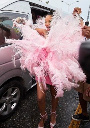 Superstar Rihanna turns heads as she arrives for the start of Barbados' Crop Over Festival in a pink feathered costume. The stunning outfit ensured all eyes were on the superstar diva as she rolled up for the festivities on Monday (aug 5).

Pictured: Rihanna
Ref: SPL5107623 050819 NON-EXCLUSIVE
Picture by: SplashNews.com

Splash News and Pictures
Los Angeles: 310-821-2666
New York: 212-619-2666
London: 0207 644 7656
Milan: +39 02 56567623
photodesk@splashnews.com

World Rights