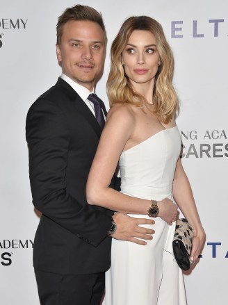 (L-R) Matt Cutshall and Arielle Vandenberg at the 2019 MusiCares Person Of The Year Honoring Dolly Parton held at the Los Angeles Convention Center in Los Angeles, CA on Friday, February 8 , 2019. (Photo By Sthanlee B. Mirador/Sipa USA)(Sipa via AP Images)