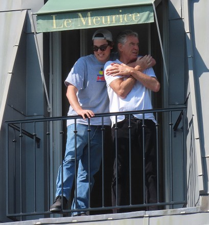 EXCLUSIVE: Actor Pierce Brosnan is seen with his lookalike son Paris as they step out together in Paris, France. Paris, 22, is a talented painter and recently showed off his art work in Los Angeles, CA. 03 Jun 2023 Pictured: Paris & Pierce Brosnan. Photo credit: Love Parigi/ MEGA TheMegaAgency.com +1 888 505 6342 (Mega Agency TagID: MEGA990789_002.jpg) [Photo via Mega Agency]