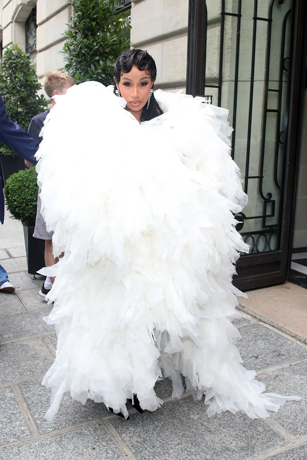 Cardi B leaving her Paris hotel. PFW. 05 Jul 2023 Pictured: Cardi B. Photo credit: Raw Image LTD/MEGA TheMegaAgency.com +1 888 505 6342 (Mega Agency TagID: MEGA1003764_013.jpg) [Photo via Mega Agency]