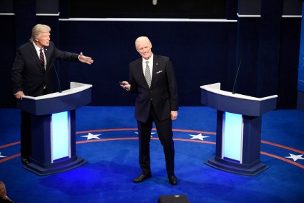 SATURDAY NIGHT LIVE -- "Chris Rock" Episode 1786 -- Pictured: (l-r) Alec Baldwin as Donald Trump and Jim Carrey as Joe Biden during the "First Debate" Cold Open on Saturday, October 3, 2020 -- (Photo by: Will Heath/NBC)