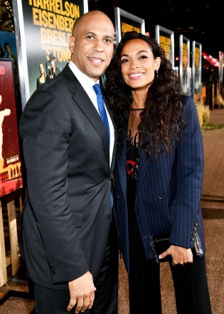 Cory Booker and Rosario Dawson
'Zombieland: Double Tap' film premiere, Arrivals, Regency Village Theatre, Los Angeles, USA - 10 Oct 2019