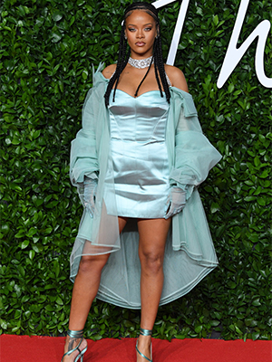 rihanna teal mini dress