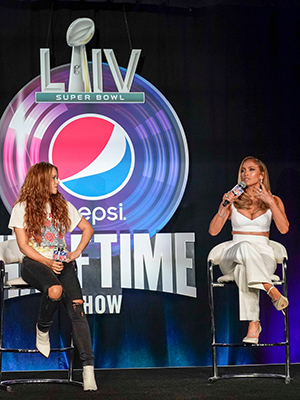 NFL Super Bowl 54 football game halftime performer Jennifer Lopez and Shakira answer questions at a news conference, in Miami49ers Chiefs Super Bowl Football, Miami, USA - 30 Jan 2020
