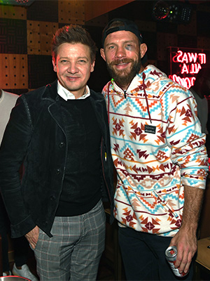 LAS VEGAS, NEVADA - JANUARY 18: Actor Jeremy Renner and UFC fighter Donald "Cowboy' Cerrone attend the one-year anniversary celebration of On The Record Speakeasy And Club At Park MGM on January 18, 2020 in Las Vegas, Nevada. (Photo by Denise Truscello/WireImage)