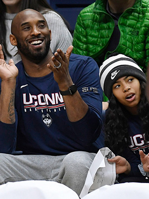 Kobe Bryant, Gianna Bryant. Kobe Bryant and his daughter Gianna watch the first half of an NCAA college basketball game between Connecticut and Houston, in Storrs, ConnHouston UConn Basketball, Storrs, USA - 02 Mar 2019
