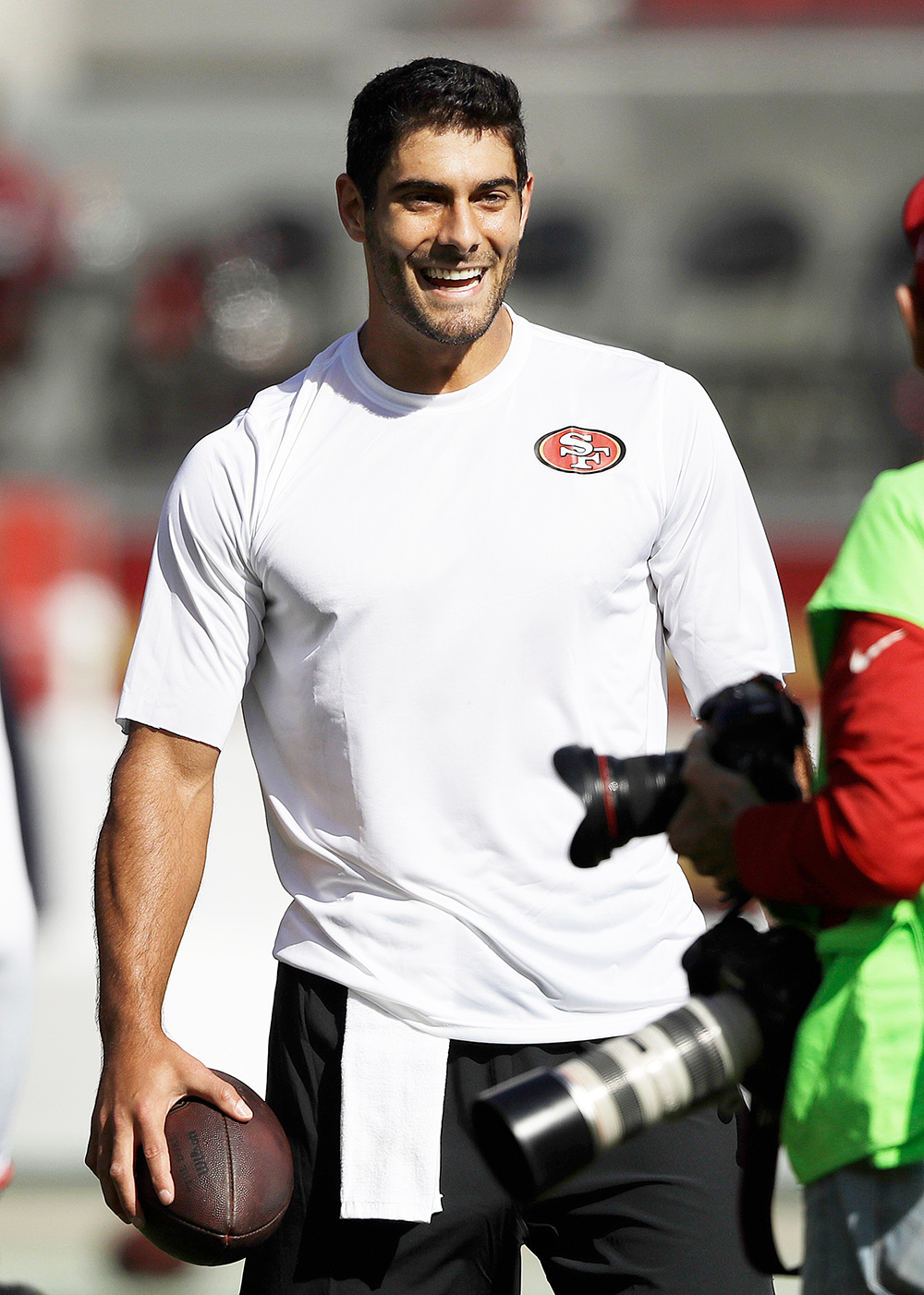 San Francisco 49ers quarterback Jimmy Garoppolo warms up before an NFL football game against the Arizona Cardinals in Santa Clara, Calif
Cardinals 49ers Football, Santa Clara, USA - 05 Nov 2017