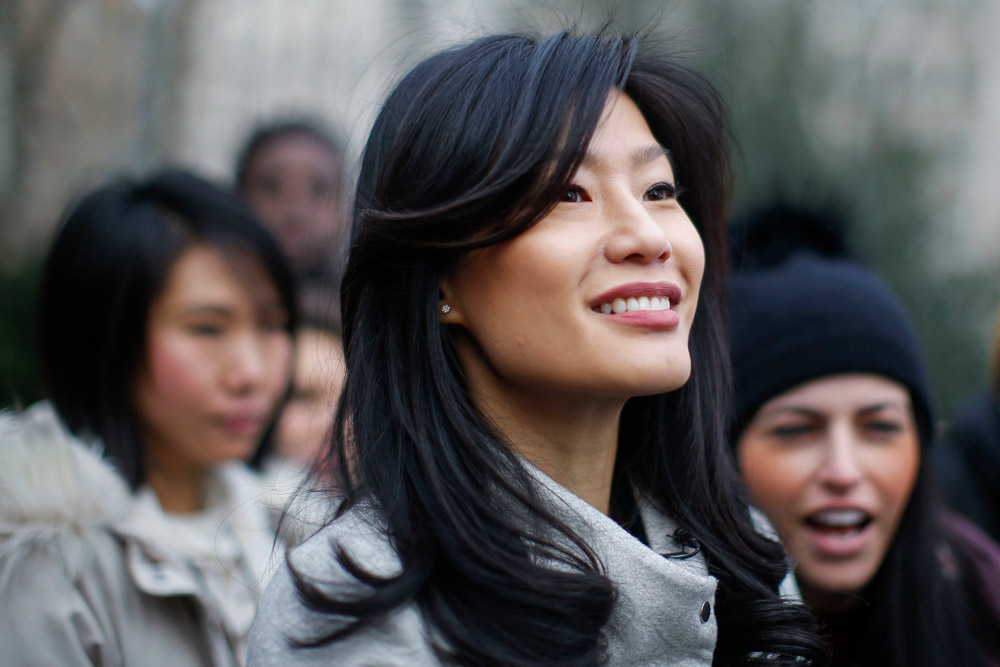 Evelyn Yang, wife of Democratic presidential candidate Andrew Yang attends a rally before the Women's March, on in New York. Hundred showed up in New York City and thousands in Washington, D.C. for the rallies, which aim to harness the political power of women, although crowds were noticeably smaller than in previous years. Marches were scheduled Saturday in more than 180 cities
Women's Marches, New York, USA - 18 Jan 2020