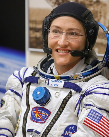 U.S. astronaut Christina Hammock Koch, member of the main crew of the expedition to the International Space Station (ISS), looks on prior the launch of Soyuz MS-12 space ship at the Russian leased Baikonur cosmodrome, Kazakhstan
Russia Space Station, Baikonur, Kazakhstan - 14 Mar 2019