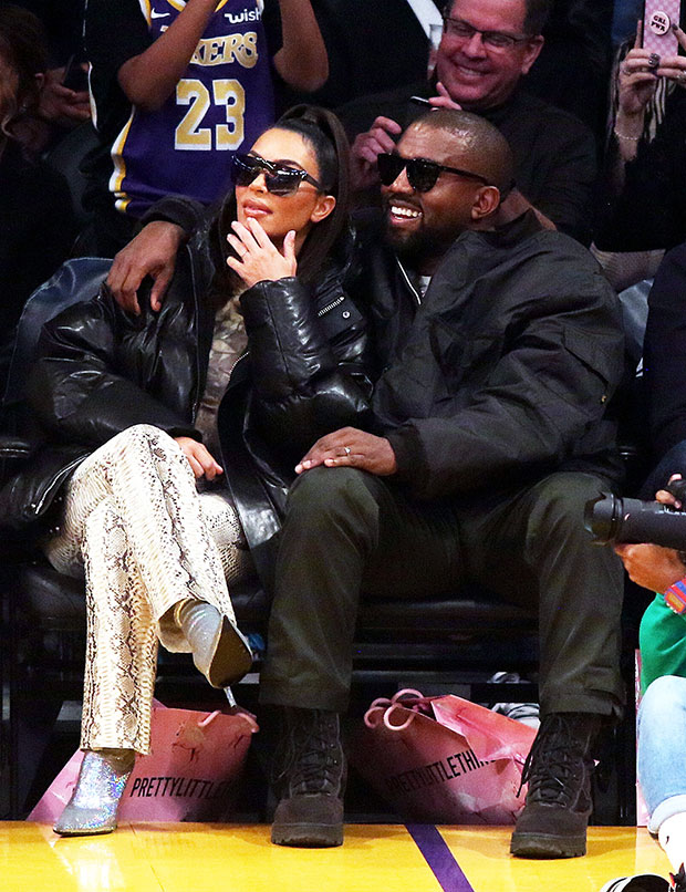 Kim Kardashian & Kanye West at Lakers - Cavs game