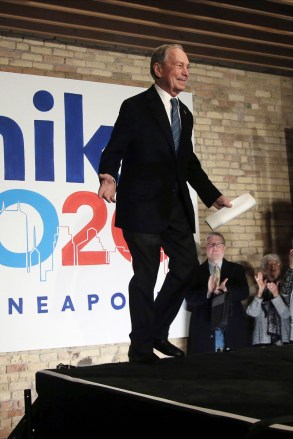 Democratic presidential candidate, former New York City Mayor Michael Bloomberg, arrives to speak to campaign workers and supporters in Minneapolis, as he opens the first field office in Minnesota and meets with local community leaders and voters to share his vision for the country
Election 2020 Michael Bloomberg, Minneapolis, USA - 23 Jan 2020