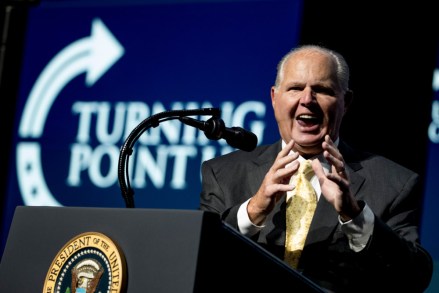 Radio personality Rush Limbaugh speaks before introducing President Donald Trump at the Turning Point USA Student Action Summit at the Palm Beach County Convention Center in West Palm Beach, Fla
Trump, West Palm Beach, USA - 21 Dec 2019