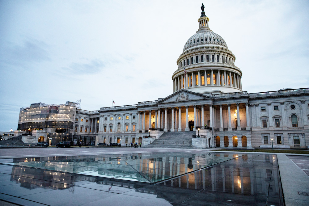 Clouds move over the US Capitol as the daylight dies before US President Donald J. Trump delivers his State of the Union address to a joint session of Congress inside the House of Representatives at the US Capitol in Washington, DC, USA, 04 February, 2020.
US President Donald J. Trump to Deliver State of the Union Address, Washington, USA - 04 Feb 2020