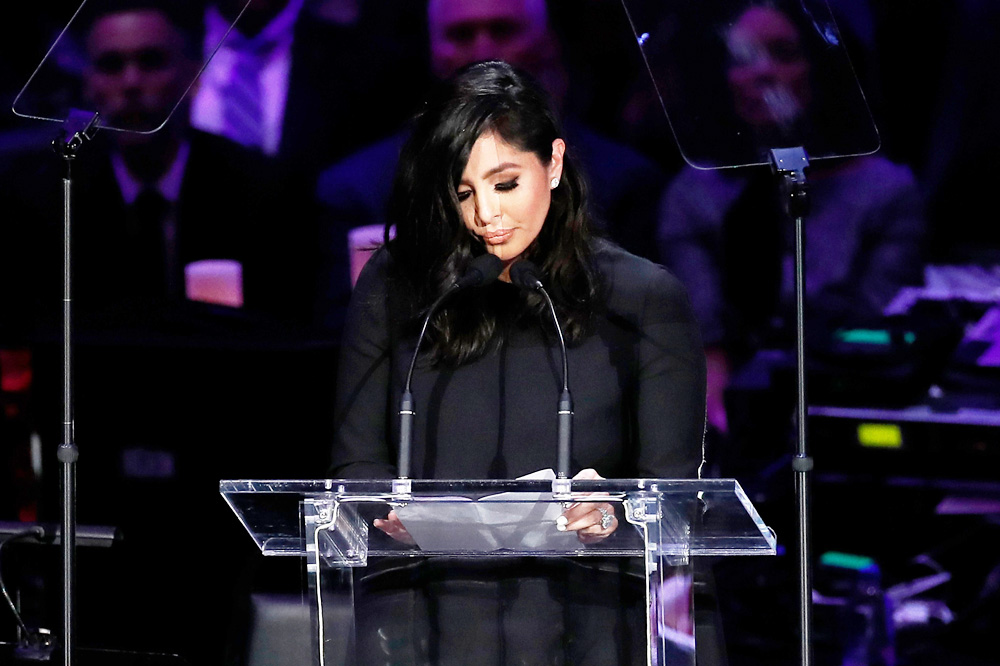 Vanessa Bryant, wife of Kobe Bryant speaks about her daughter, Gianna at NBA Los Angeles Lakers Kobe Bryant and his daughter, Gianna's memorial service 'A Celebration of Life: Kobe and Gianna Bryant' at Staple Center in Los Angeles, California, USA, 24 February 2020. Bryant, his daughter Gianna 'Gigi' Bryant, Payton Chester, Sarah Chester, Alyssa Altobelli, Keri Altobelli, John Alobelli, Christina Mauser, and helicopter pilot, Ara Zobayan died in helicopter crash in a Calabassas hillside on 26 January.
Kobe and Gianna Bryant Memorial Service, Los Angeles, USA - 24 Feb 2020