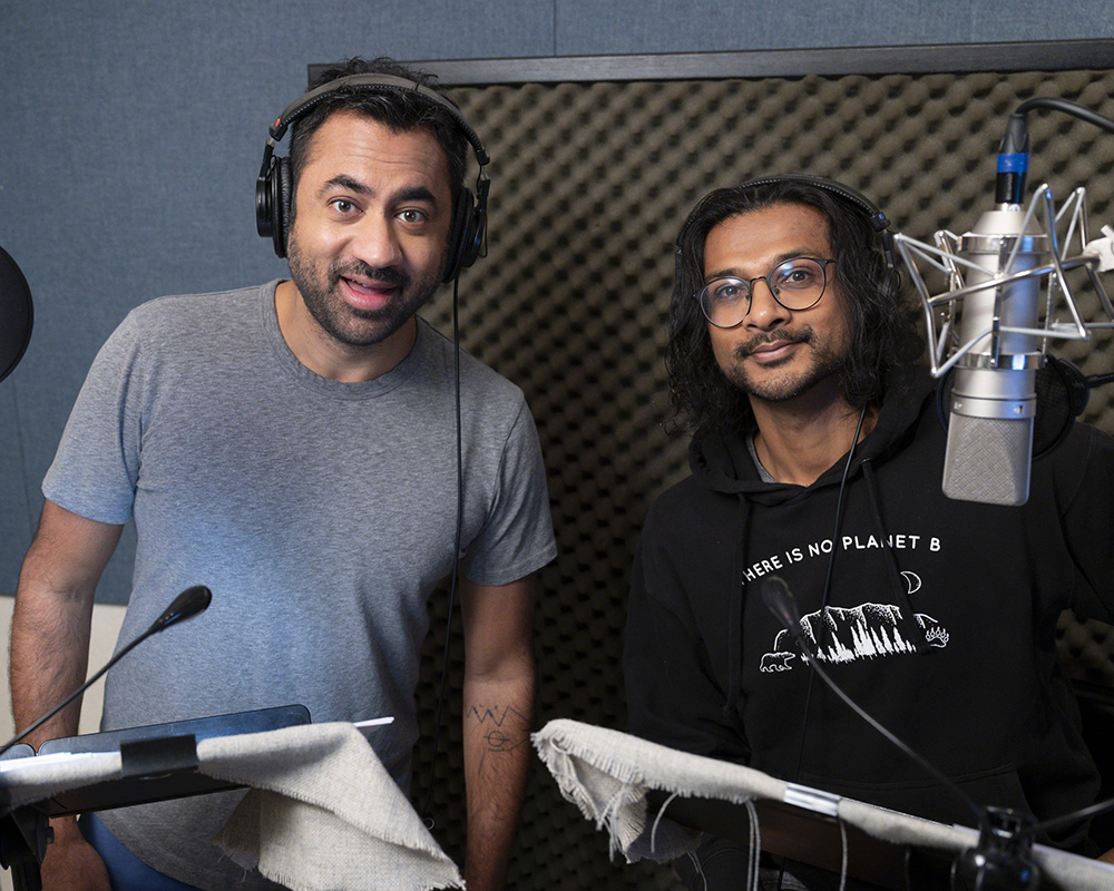 MIRA, ROYAL DETECTIVE - Kal Penn and Utkarsh Ambudkar record the roles of mongooses Mikku and Chikku, respectively, for Disney Junior's upcoming animated series "Mira, Royal Detective." (Disney Junior/Lorenzo Bevilaqua)