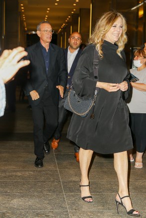 Tom Hanks and his wife seen leaving Nobu restaurant after having dinner together in New York City. 15 Jun 2022 Pictured: Tom Hanks. Photo credit: ZapatA/MEGA TheMegaAgency.com +1 888 505 6342 (Mega Agency TagID: MEGA868993_004.jpg) [Photo via Mega Agency]