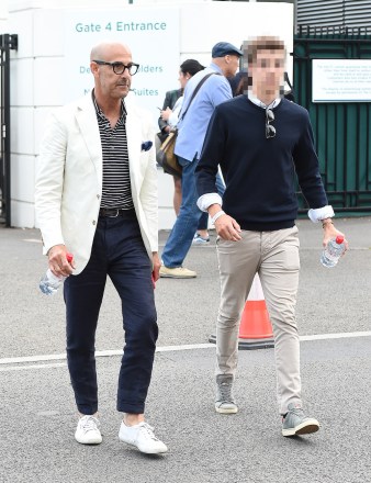 Celebrities attend the 2019 Wimbledon Tennis Championships. 14 Jul 2019 Pictured: Stanley Tucci, Nicolo Tucci, Matteo Tucci. Photo credit: Will / MEGA TheMegaAgency.com +1 888 505 6342 (Mega Agency TagID: MEGA465928_030.jpg) [Photo via Mega Agency]