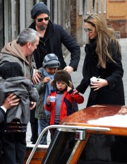 Actors Angelina Jolie, right, and Brad Pitt, second left,are seen with children Maddox, left, Shiloh Jolie-Pitt, in Venice,. Angelina Jolie is in Venice to shoot scenes of the movie "The Tourist", by director Florian Henckel von Donnersmarck
Jolie Pitt, Venice, Italy - 16 Feb 2010