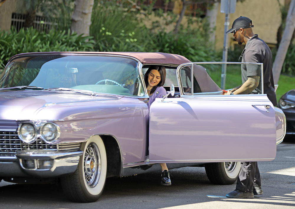 Kendall Jenner steps in to a mauve Cadillac Eldorado wearing a matching wool cardigan and a leather-chap/jean mix on a jaunt with friends in Los Angeles.
The model stepped out in her eclectic get-up carrying a plant with her security guard.

Jacket - Alessandra Rich Cropped Cardigan 
Top - Alessandra Rich Wool Bandeu 
Shoes - Miu Miu 
Necklace - Adƒ±na Jewels 
Earrings - Rachel Katz

Pictured: Kendall Jenner
Ref: SPL5077758 060419 NON-EXCLUSIVE
Picture by: SplashNews.com

Splash News and Pictures
USA: +1 310-525-5808
London: +44 (0)20 8126 1009
Berlin: +49 175 3764 166
photodesk@splashnews.com

World Rights, No Brazil Rights