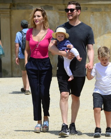 ** RIGHTS: ONLY UNITED STATES, UNITED KINGDOM, AUSTRALIA, CANADA, ARGENTINA ** Florence, ITALY  - *EXCLUSIVE*  -  *PHOTOS OF CHILDREN TAKEN WITH PERMISSION* Michael Buble was all smiles during a stroll with his beautiful family in Italy. The Canadian singer and his wife, Argentine actress  Luisana Lopilato were the picture of a happy couple as they strolled hand in hand together with their kids skipping happily around them. Buble who is in the middle of his sold out world tour could have passed for any normal, happy dad enjoying a day out with his family. Buble’s oldest son Noah was diagnosed with liver cancer in 2016 and is currently in remission. The singer has admitted in interviews that he didn’t know at the time if he would ever go back to performing "I don't even think about my career," he told USA TODAY in a March interview, and that now, spending time with his family comes first. *Shot on June 12, 2019*Pictured: Michael Buble, Luisana LopilatoBACKGRID USA 1 JULY 2019 BYLINE MUST READ: BACKGRIDUSA: +1 310 798 9111 / usasales@backgrid.comUK: +44 208 344 2007 / uksales@backgrid.com*UK Clients - Pictures Containing ChildrenPlease Pixelate Face Prior To Publication*
