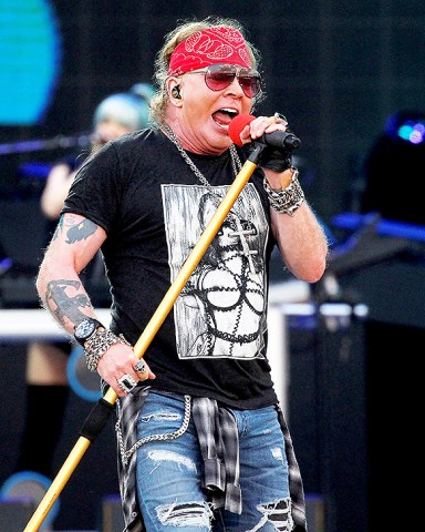 EDITORIAL USE ONLY/NO SALES/NO ARCHIVES
Mandatory Credit: Photo by Victor Lerena/EPA-EFE/Shutterstock (9731142g)
Axl Rose
Download Festival in Madrid, Spain - 29 Jun 2018
Singer Axl Rose of US rock band Guns N' Roses performs during the Download Festival in Madrid, Spain, 29 June 2018.