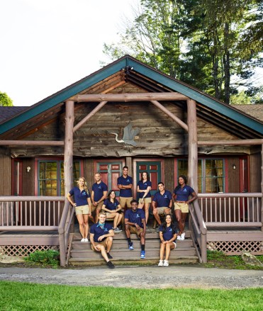 CAMP GETAWAY -- Season:1 -- Pictured: (l-r) Sophia D'Angelo, Nile Lundgren, Glen North, Claire Sorrels, Adam Mizrahi, Gavin Stewart, Neely Fortune, David Schrieber, Randall Klein, Monica O'Neal -- (Photo by: Karolina Wojtasik/Bravo)