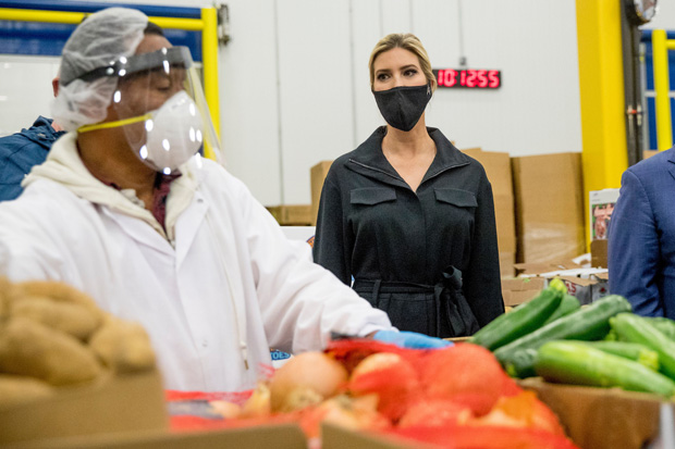 Ivanka Trump wearing a face mask in Maryland