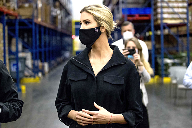 Ivanka Trump wearing a face mask in Maryland